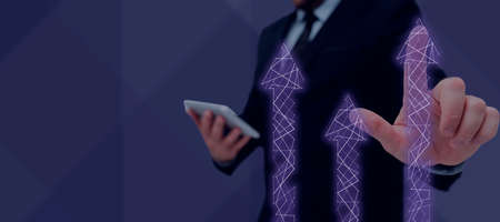 Businessman in suit holding notepad symbolizing successful teamwork accomplishing newest project...