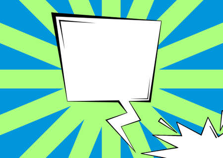 Blank Thunderstorm Speech Bubble With Copy Space Over Striped Color Background. Empty Message...