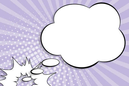 Blank Cloud Thought Bubble And Explosive Frame With Copy Space Colorful Stripes Background. Empty...