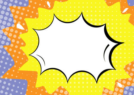 Comic Blank Speech Bubble With Copy Space And Colorful Doodles. Design Of Empty Template In...