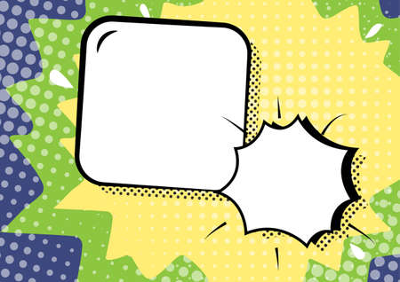 Cartoon Shaped Chat S And Colorful Doodles With Copy Space. Design Of Blank Communication Bubbles Representing Social Networking Media And Online Chatting Concept.の写真素材