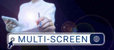 Conceptual caption Multi Screen. Business approach Having or involving several screen especially in...