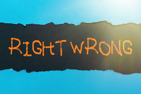 Text caption presenting Right Wrong. Business concept choose between two decisions correct and bad...