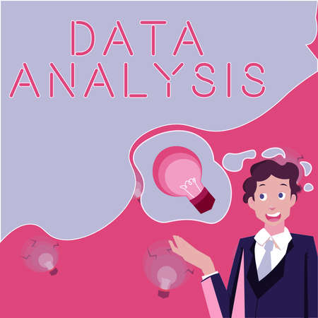 Inspiration showing sign Data Analysis. Business overview Translate numbers to Analytical Conclusion Forecasting Man presenting innovative ideas achieving successful project completion.の写真素材