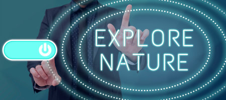 Conceptual caption Explore Nature. Business overview Reserve Campsite Conservation Expedition Safari...