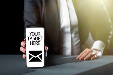 Conceptual caption Your Target Here. Internet Concept Be focused on your goal objectives Strategy to...