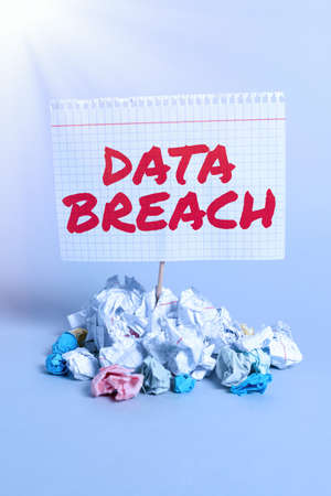 Handwriting text Data Breach. Business showcase security incident where sensitive protected information copied -47242の写真素材
