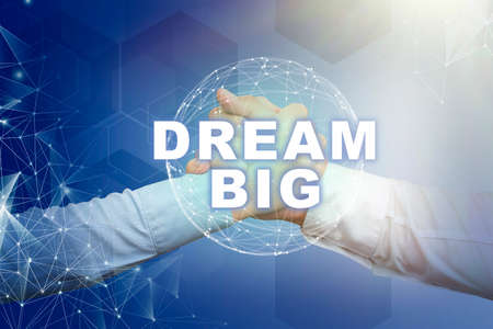 Conceptual caption Dream Big. Word for To think of something high value that you want to achieve Clipboard Drawing With Checklist Marked Done Items On List.の写真素材