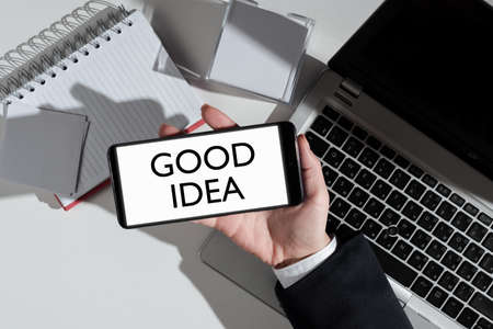 Sign displaying Good Idea. Business approach State of human brain to bring great intelegence towards something -47264の写真素材