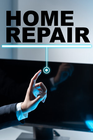 Text sign showing Home Repair. Business concept maintenance or improving your own house by yourself using tools -47436の写真素材