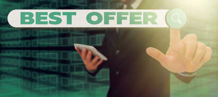 Writing displaying text Best Offer. Business idea To convince someone by rendering all the greatness you can give -48934の写真素材