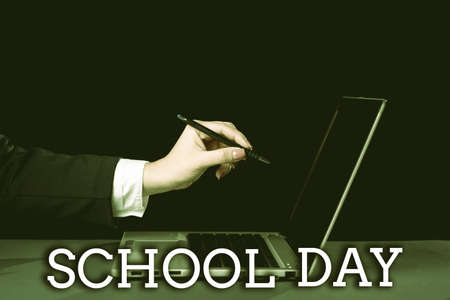 Inspiration showing sign School Day. Business approach starts from seven or eight am to three pm get...