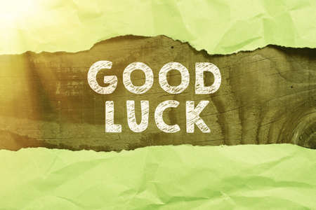Conceptual display Good Luck. Business approach A positive fortune or a happy outcome that a person can have Businesswoman presenting business proposal and updates on board.の写真素材