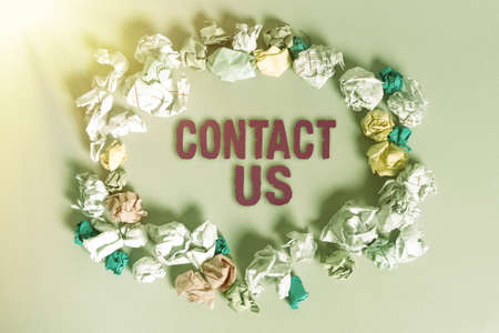 Conceptual display Contact Us. Business concept Group of person that rendering costumer service...