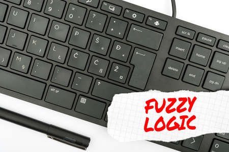 Hand writing sign Fuzzy Logic. Business overview checks for extent of dirt and grease amount of soap...