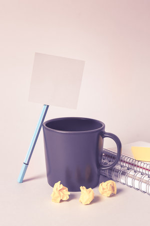 Important Message On Notebook On Desk With Money, Pen, Notes And Pig Box. Critical Informations On Notepad On Table With Cents, Memos And Pencil. New Ideas Presented.の写真素材