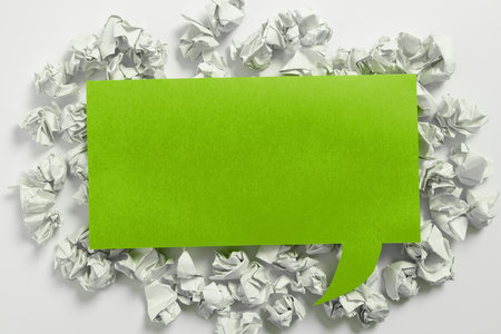 Rounden Speech Bubble On Floor With Important Information Written In. Circled Dialogue Balloon On Ground With Crutial Announcement Inside. Recent Idea Presented In Text Circleの写真素材