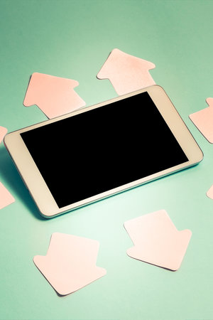 Mobile Phone Screen With Important Messages On Desk With Coffee, Pen And Keyboard. Crutial...