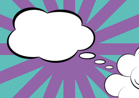 Blank Cloud Thought Bubble With Copy Space Colorful Background Design. Empty Template Message Box Representing Web Banners, Business Promotion And Advertisement.の写真素材