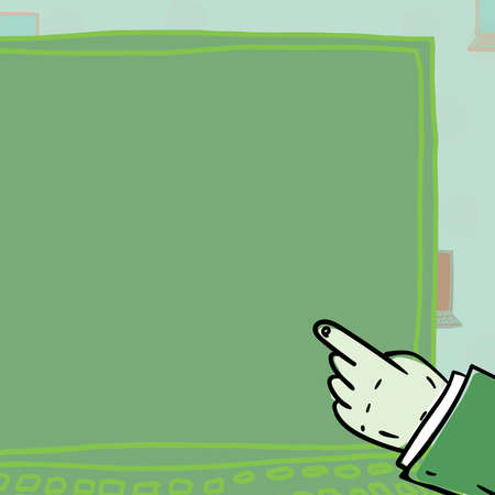 Hand Pointing Finger Mobile Device With Blank Screen Showing New Technology. Palm Design Carrying Phone Empty Display Shows Fresh Communication Tech.のイラスト素材