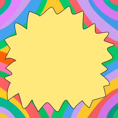 Blank Frame Decorated With Abstract Modernized Forms Flowers And Foliage. Empty Modern Border Surrounded By Multicolored Line Symbols Organized Pleasantly.のイラスト素材