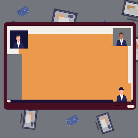 Illustration Of Couple Presenting New Amazing Ideas Holding Notes Sticking On Boards. Partners...