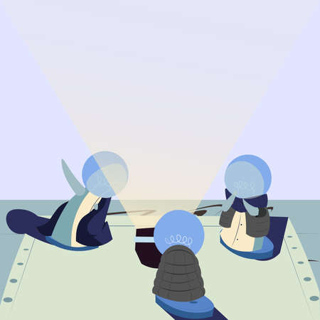 Abstract Brainstorming Problem Solutions, Careful Thinking Concept, Critical Logical Reasoning, Solving Puzzle Ideas, Creative Designs, Breakthrough New Knowledgeのイラスト素材