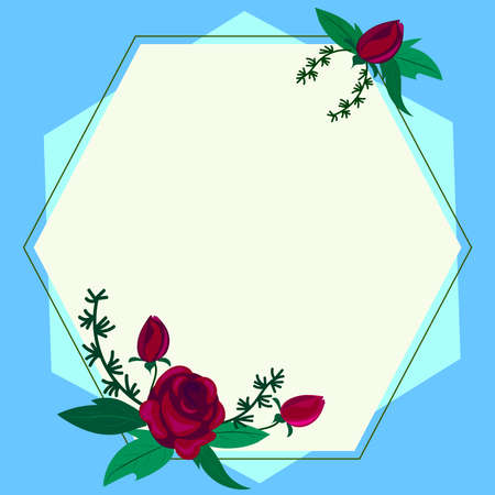 Frame With Leaves And Flowers Around And Important Announcements Inside. Framework With Different Plants All Over And Crutial Informations In. Floral Box With Recent Ideas.のイラスト素材