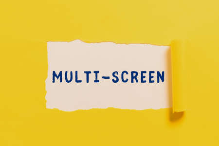 Hand writing sign Multi Screen. Business concept Having or involving several screen especially in a...