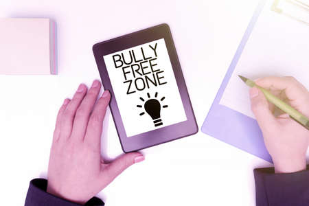 Conceptual display Bully Free Zone. Business showcase Be respectful to other bullying is not allowed...