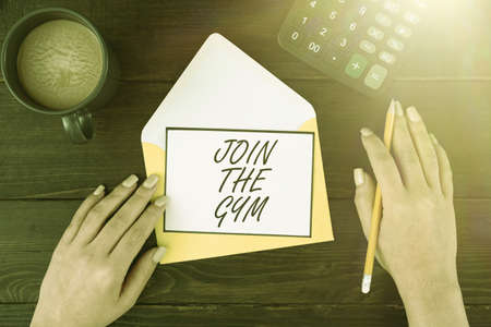 Conceptual display Join The Gym. Business showcase Motivation to start working out making exercises...