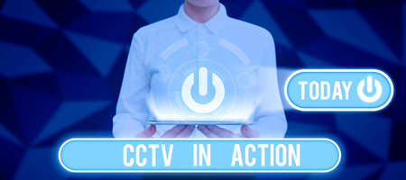 Text showing inspiration Cctv In Action. Concept meaning Selfcontained surveillance system...