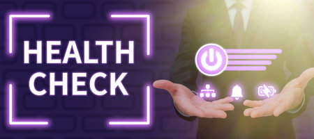 Conceptual display Health Check. Business overview Medical Examination Diagnosis Tests to prevent diseasesの写真素材