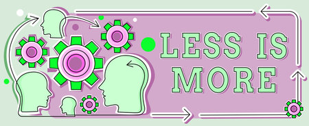 Conceptual display Less Is More. Word Written on Minimalist approach to artistic matter is more...