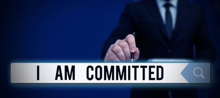 Conceptual caption I Am Committed. Conceptual photo To be engage with a cause or someone in particular Commitment Woman Climbing Mountain Reaching Trophy Representing Success.の写真素材