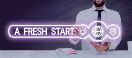 Text caption presenting A Fresh Start. Business concept New beginnings changing direction and...