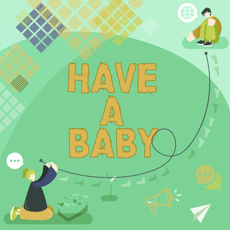 Text sign showing Have A Baby. Internet Concept Advice to get pregnant and having a kid Recommendation Oval Blank Chat Box Representing Messaging Through Social Media.の写真素材