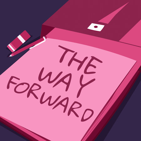 Hand writing sign The Way Forward. Business overview Direction to keep going with success Motion strategy Important Message Written On Note On Desk With Pencil And Rubber.の写真素材