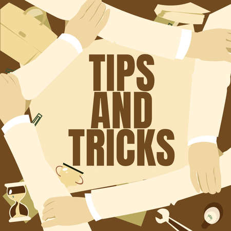 Conceptual caption Tips And Tricks. Word Written on Steps Life hacks Handy advice Recommendations...