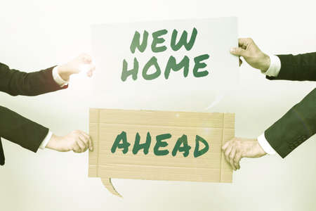 Text showing inspiration New Home Ahead. Word for Buying an own house apartment Real estate business...