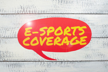 Text showing inspiration E Sports CoverageReporting live on latest sports competition Broadcasting....