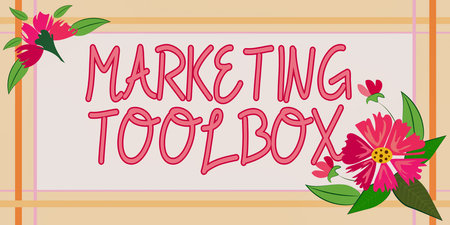 Text sign showing Marketing ToolboxMeans in promoting a product or services Automation. Word for Means in promoting a product or services Automationの写真素材