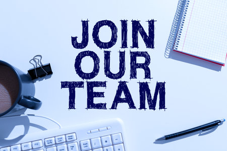 Text caption presenting Join Our Team. Business concept Allied Associate Work with us New Employee Hired Enlistの写真素材