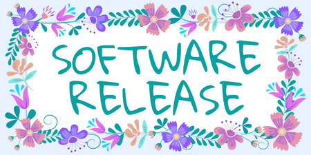 Hand writing sign Software Releasesum of stages of development and maturity for program. Business...