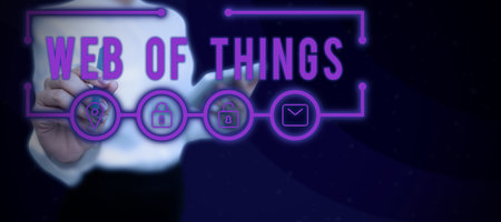 Writing displaying text Web Of Things. Business idea Internet technology online modern data service...