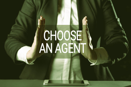 Text caption presenting Choose An AgentChoose someone who chooses decisions on behalf of you. Business idea Choose someone who chooses decisions on behalf of youの写真素材