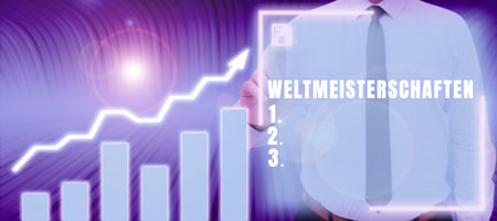 Hand writing sign Weltmeisterschaften. Concept meaning  of Sporting Competitionsの写真素材