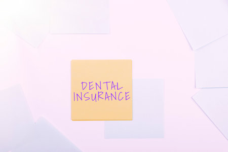 Hand writing sign Dental Insurance form of health designed to pay portion or full of costs. Business...