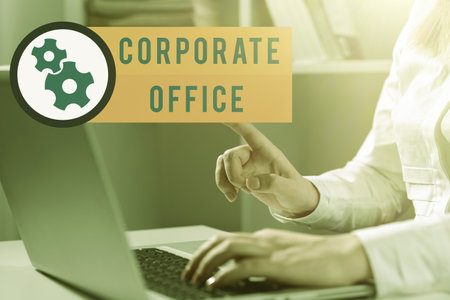 Conceptual caption Corporate Office home department that support primary departments indirectly. Word Written on home department that support primary departments indirectlyの写真素材