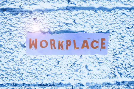 Text caption presenting Workplace. Word Written on Area where you can find busy showing doing their...